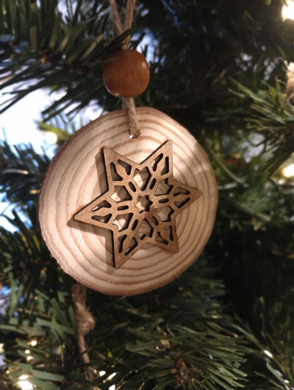 Rustic Farmhouse Wooden Star Christmas Ornaments - NEW